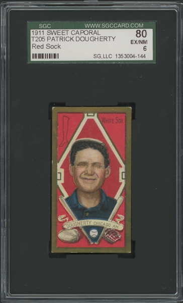 1911 T205 Gold Border Sweet Caporal Patrick Dougherty Red Sock 80 SGC 6 EX/NM