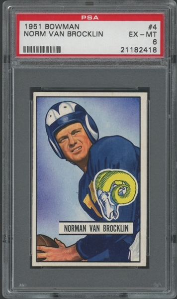 1951 Bowman #4 Norm Van Brocklin PSA 6 EX-MT