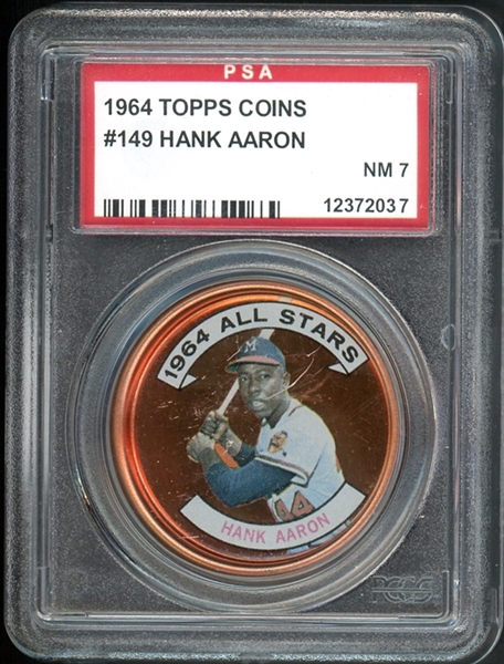 1964 Topps Coins #149 Hank Aaron PSA 7 NM