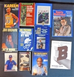 Sports and Celebrity Signed Item Group of (11) with Jim Brown, Kareem Abdul-Jabbar, Etc. 