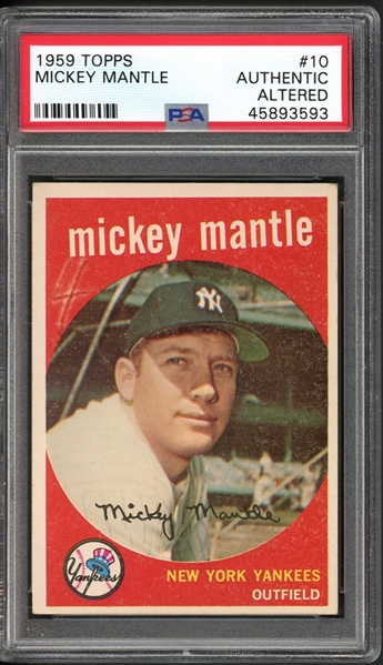 1959 Topps #10 Mickey Mantle PSA Authentic Altered