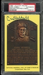 1964-Date Yellow Hall of Fame Plaque Carl Hubbell Autographed PSA/DNA