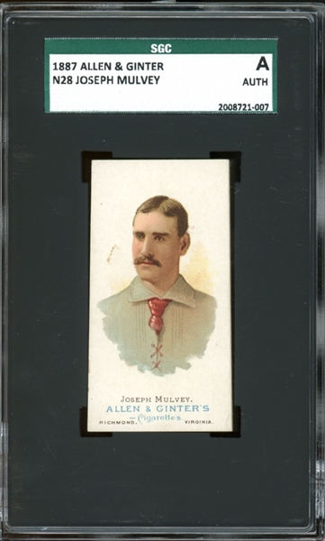 1887 N28 Allen & Ginter Joseph Mulvey SGC Authentic
