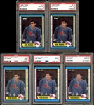 1989 O-Pee-Chee And Topps Joe Sakic Rookie Group Of Five (5) All PSA Graded
