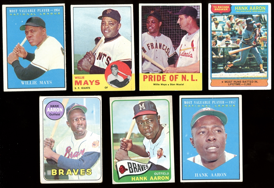 1961-1976 Topps Hank Aaron and Willie Mays Group of (7)