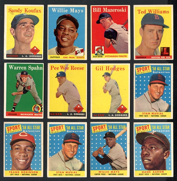1958 Topps Shoebox Collection Of 180 Cards With Stars And HOFers
