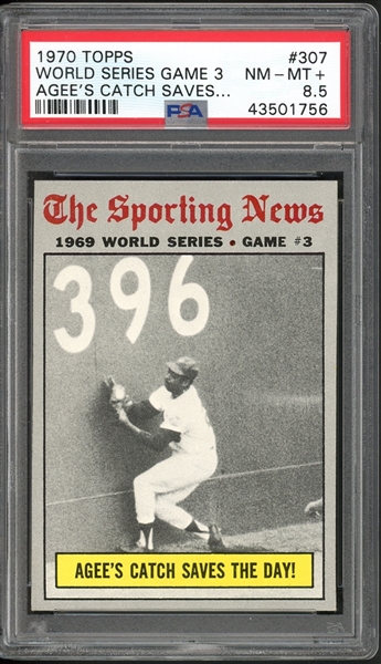 1970 Topps #307 World Series Game 3 Agees Catch Saves The Day PSA 8.5 NM-MT+