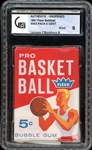 1961 Fleer Basketball 5 Cent Wax Pack Larusso Front/Bockhorn Back GAI 9 MINT
