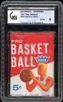 1961 Fleer Basketball 5 Cent Wax Pack Twyman In Action Front/Russell Back GAI 9 MINT