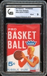 1961 Fleer Basketball 5 Cent Wax Pack Hagan Front/Schayes In Action Back GAI 9 MINT