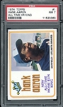 1974 Topps #1 Hank Aaron All Time Home Run King PSA 7 NM