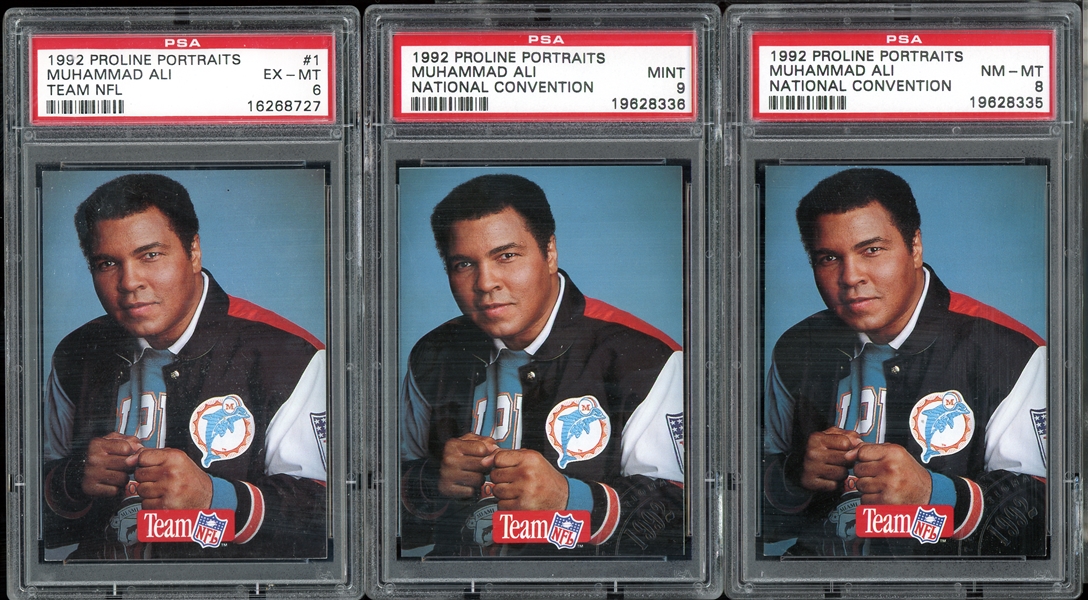 1992 Proline Portraits National Convention Muhammad Ali Group Of Three (3) PSA Graded