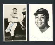 Group Of Two (2) Signed Postcards Featuring Feller And Doby