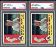 1960 Topps Mickey Mantle Lot Of Two (2) PSA Graded