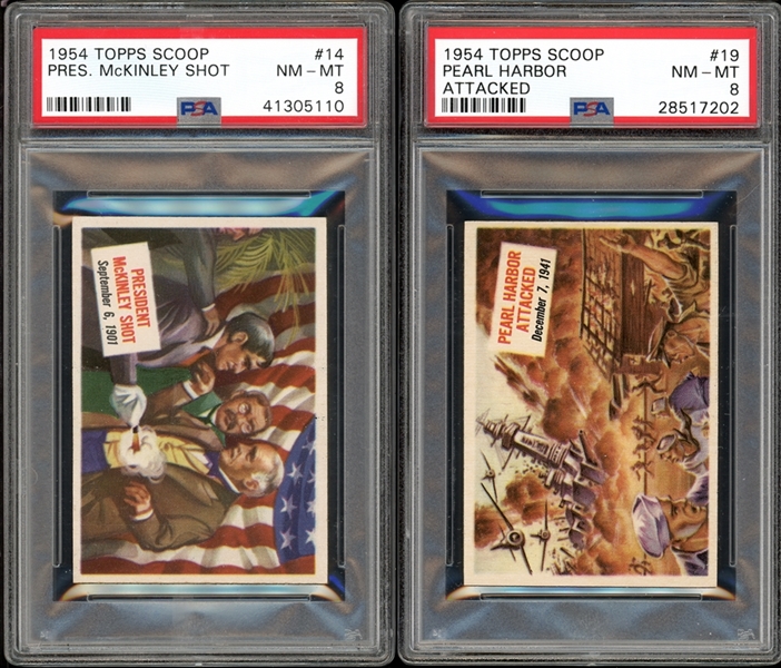 1954 Topps Scoop Lot Of Two (2) PSA 8 