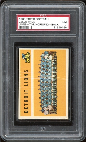 1960 Topps Football Cello Pack (Lions- Top/Hornung- Back) PSA 7 NM