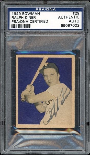 1949 Bowman #29 Ralph Kiner PSA/DNA Certified Authentic Auto