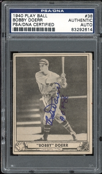 1940 Play Ball #38 Bobby Doerr PSA/DNA Certified Authentic Auto 