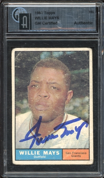 1961 Topps #150 Willie Mays GAI Certified Authentic
