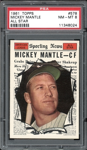 1961 Topps #578 Mickey Mantle All Star PSA 8 NM-MT