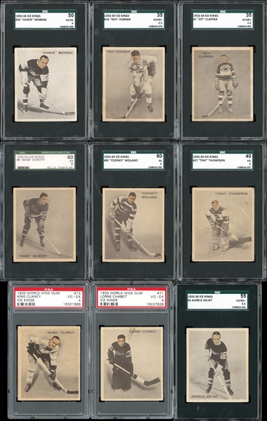 1933-34 World Wide Gum Ice Kings Complete Set Completely Graded