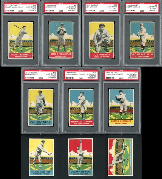 1933 DeLong Group Of 10 With HOFers PSA Authentic - Appear Exceptionally Strong